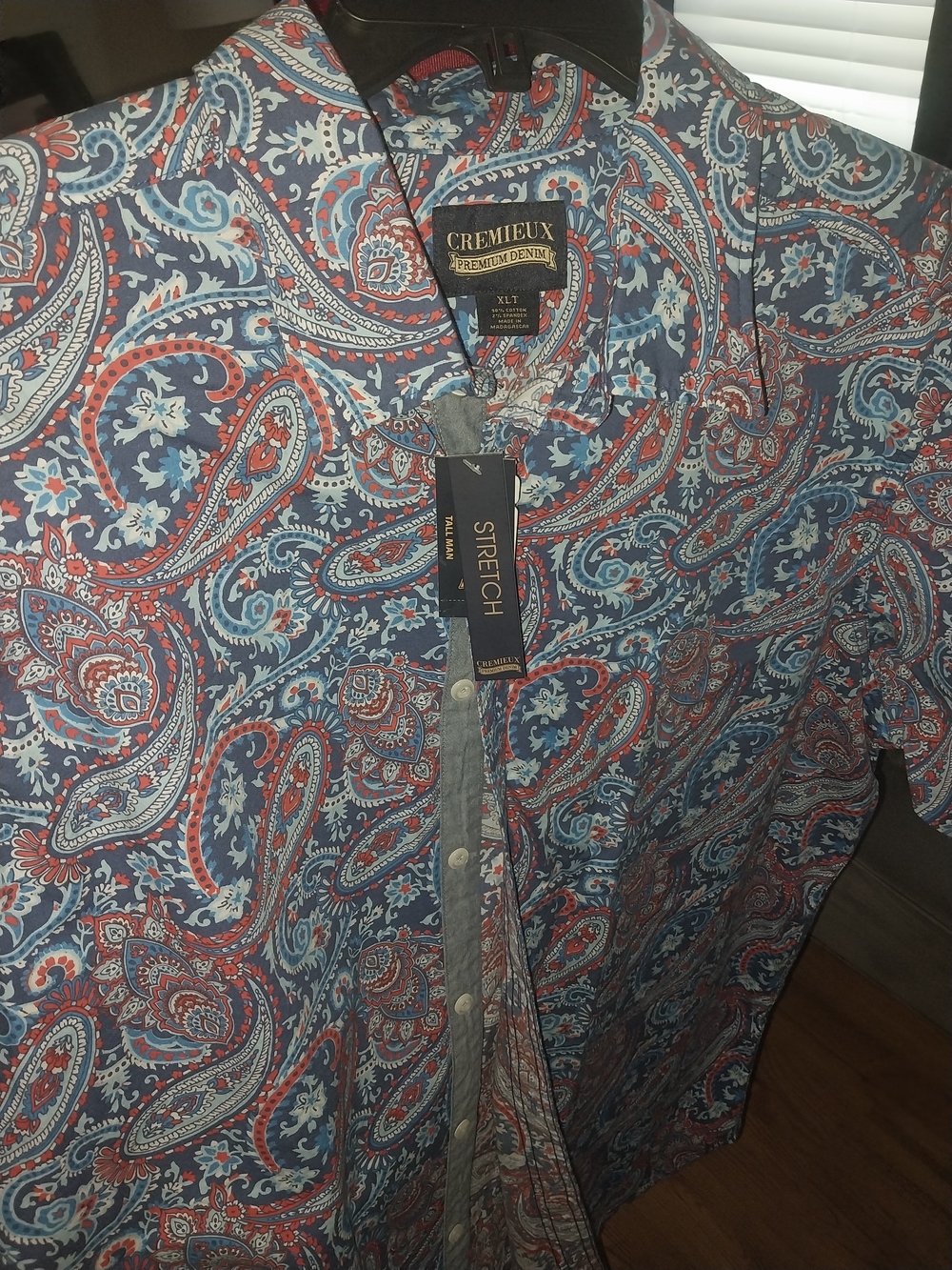 Daniel Cremieux Men's Blue Paisley Stretch Button-Up Shirt Jacket
